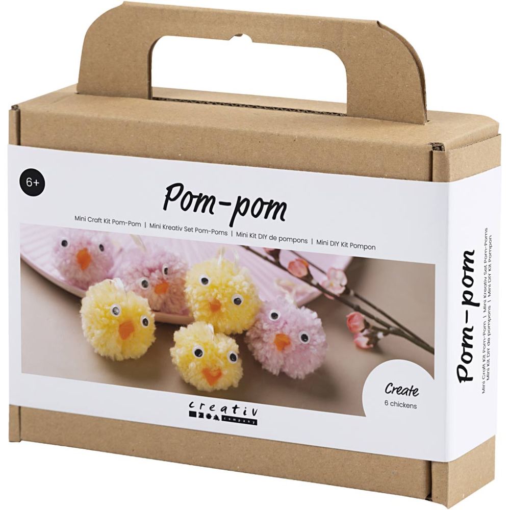 Mini Craft Kit - Pompom Easter Chicks - Yarn Craft Set for Kids - Home - Crafts