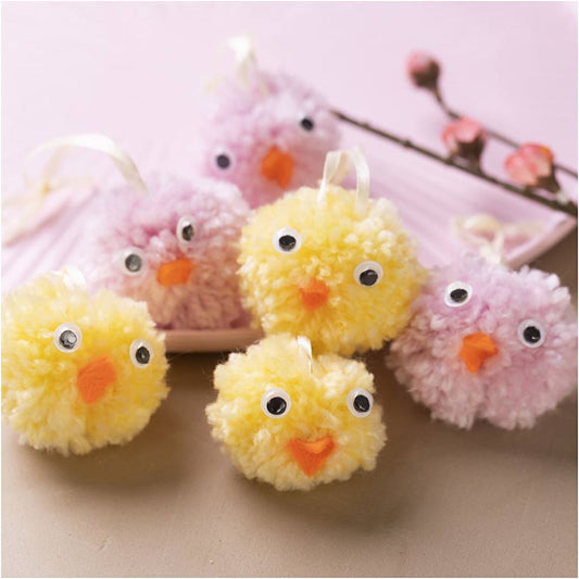 Mini Craft Kit - Pompom Easter Chicks - Yarn Craft Set for Kids - Home - Crafts