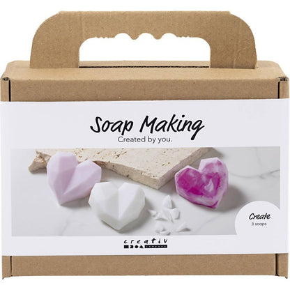 Mini Craft Kit - Soap Making - Heart - Shaped Pink Soaps with 3D & Marbling Effects - Home - Crafts