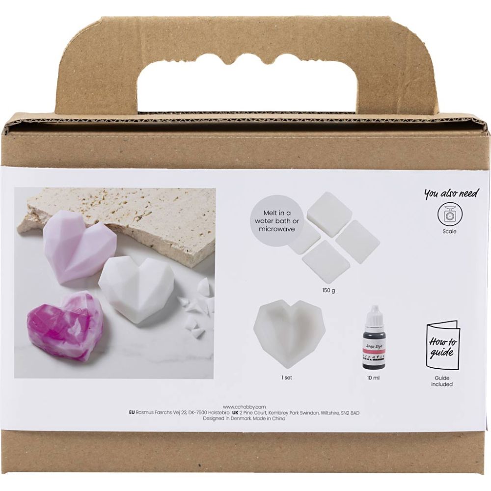 Mini Craft Kit - Soap Making - Heart - Shaped Pink Soaps with 3D & Marbling Effects - Home - Crafts