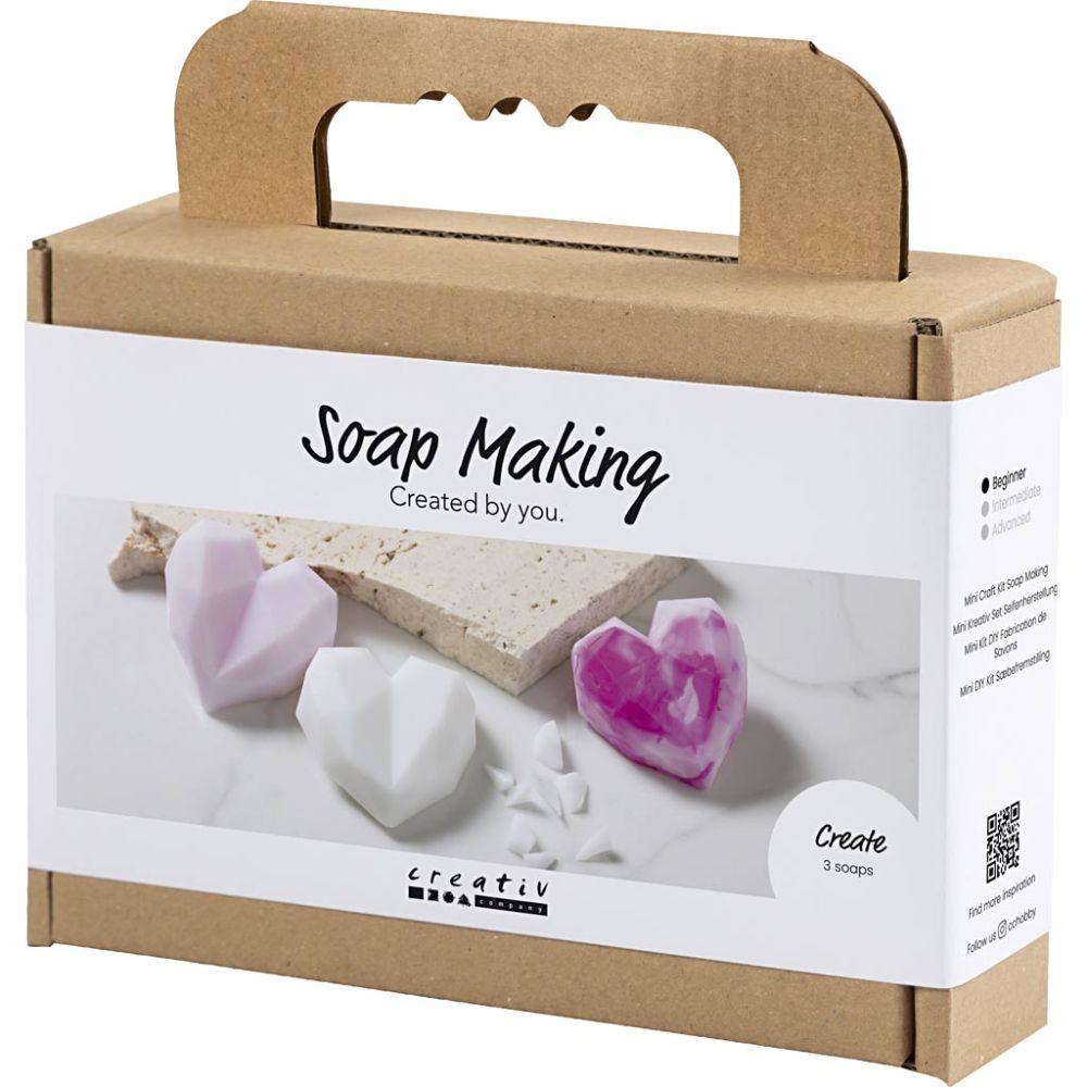 Mini Craft Kit - Soap Making - Heart - Shaped Pink Soaps with 3D & Marbling Effects - Home - Crafts