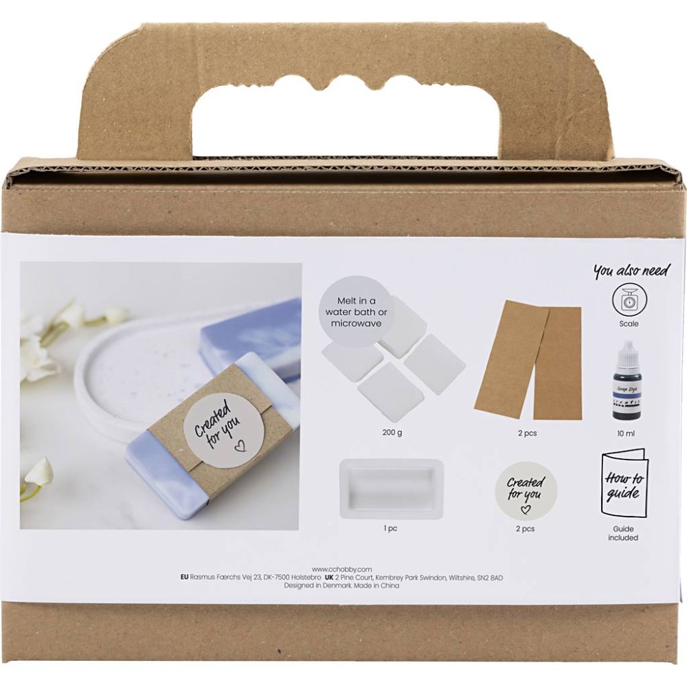 Mini Craft Kit - Soap Making - Square Light Lilac Soaps with Marbling & Colour Blocking - Home - Crafts