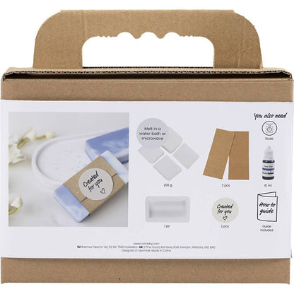Mini Craft Kit - Soap Making - Square Light Lilac Soaps with Marbling & Colour Blocking - Home - Crafts