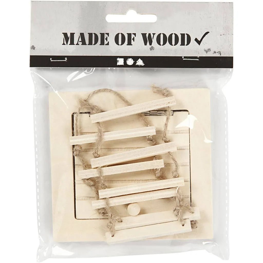 Miniature Attic Access Door And Rope Ladder Mini Decoration