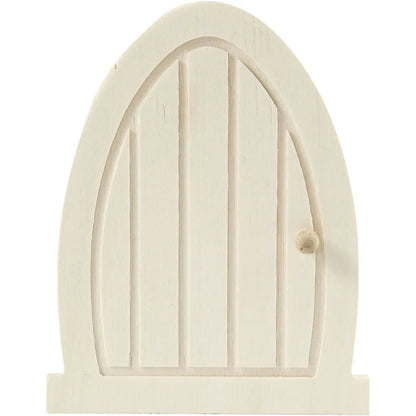 Miniature Door Small Oval Plank Frame With Handle Decoration