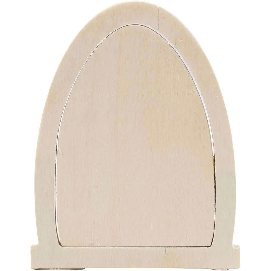 Miniature Door With Hinges Small Oval Plank Frame With Handle Decoration