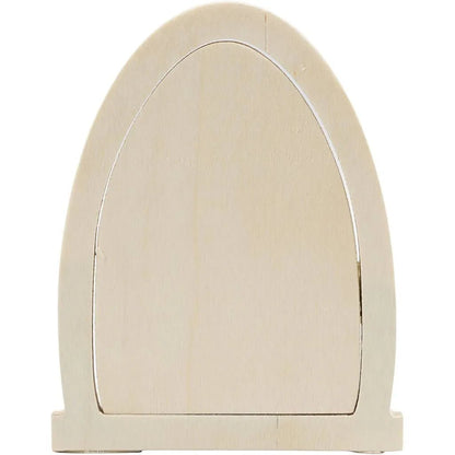 Miniature Door With Hinges Small Oval Plank Frame With Handle Decoration