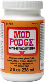 Mod Podge Satin  Glue Sealer Finish Quick Drying Clear - 8 fl oz