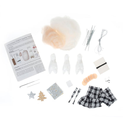 Mono Tartan Mice Trio Needle Felting Crafting Kit Cute Decorations Beginner Friendly