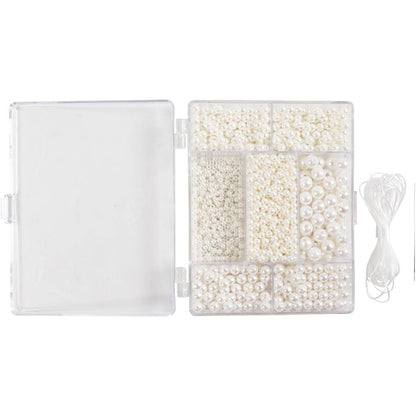 Mother - of - Pearl Bead Jewellery Mix - 850+ Wax Beads with Elastic for Necklaces & Bracelets - Home - Crafts