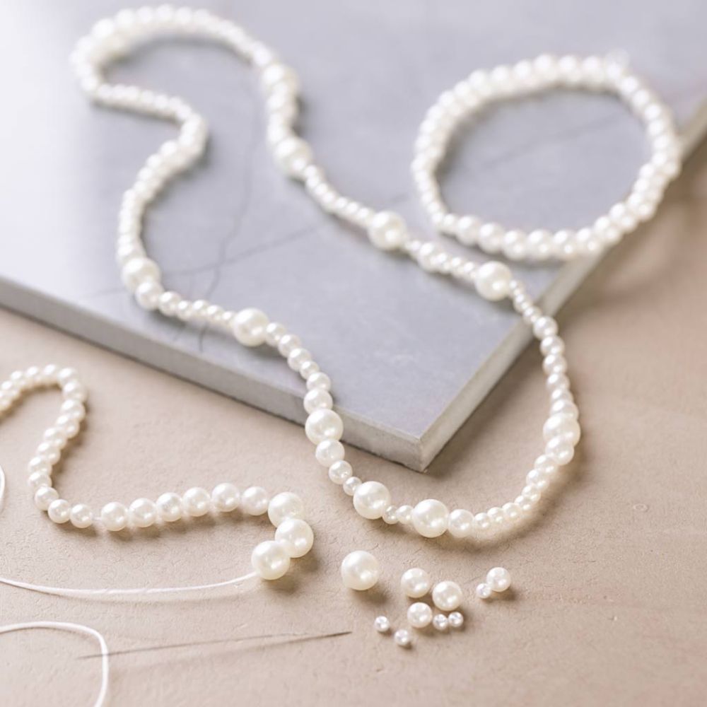 Mother - of - Pearl Bead Jewellery Mix - 850+ Wax Beads with Elastic for Necklaces & Bracelets - Home - Crafts