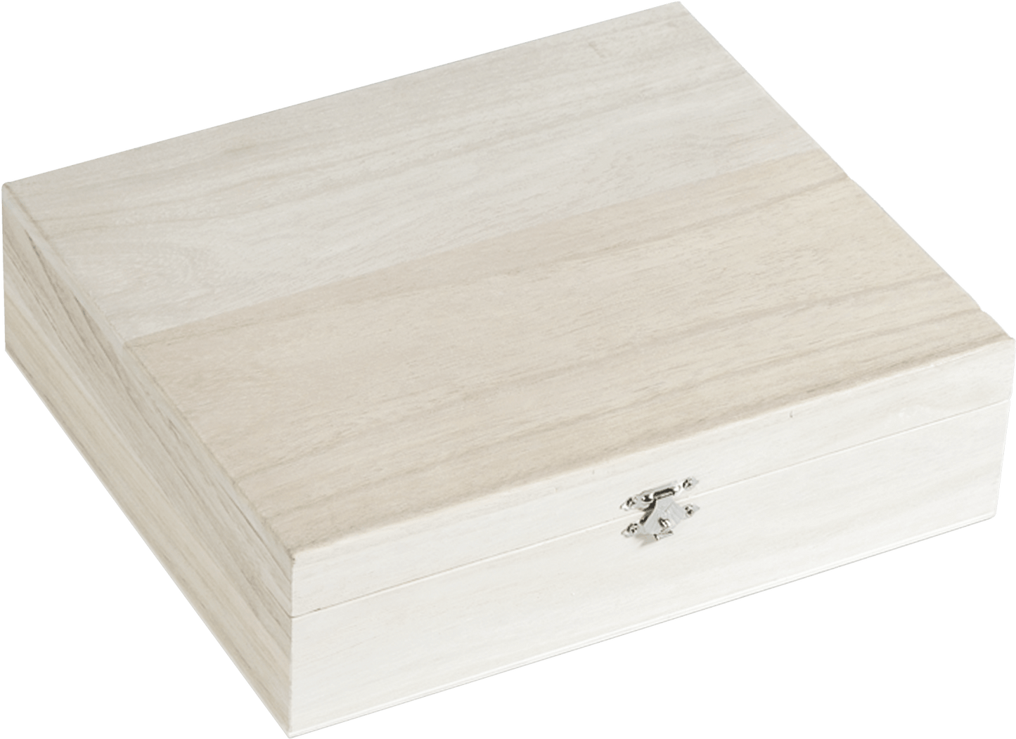 Natural Wooden Box Hinged Lid and Lock 27.5x23.5x7.5cm 8-Compartment Craft Box
