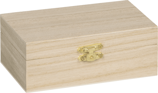 Natural Wooden Box Hinged Lid and Lock 9x14x5.5cm Single Compartment Craft Box