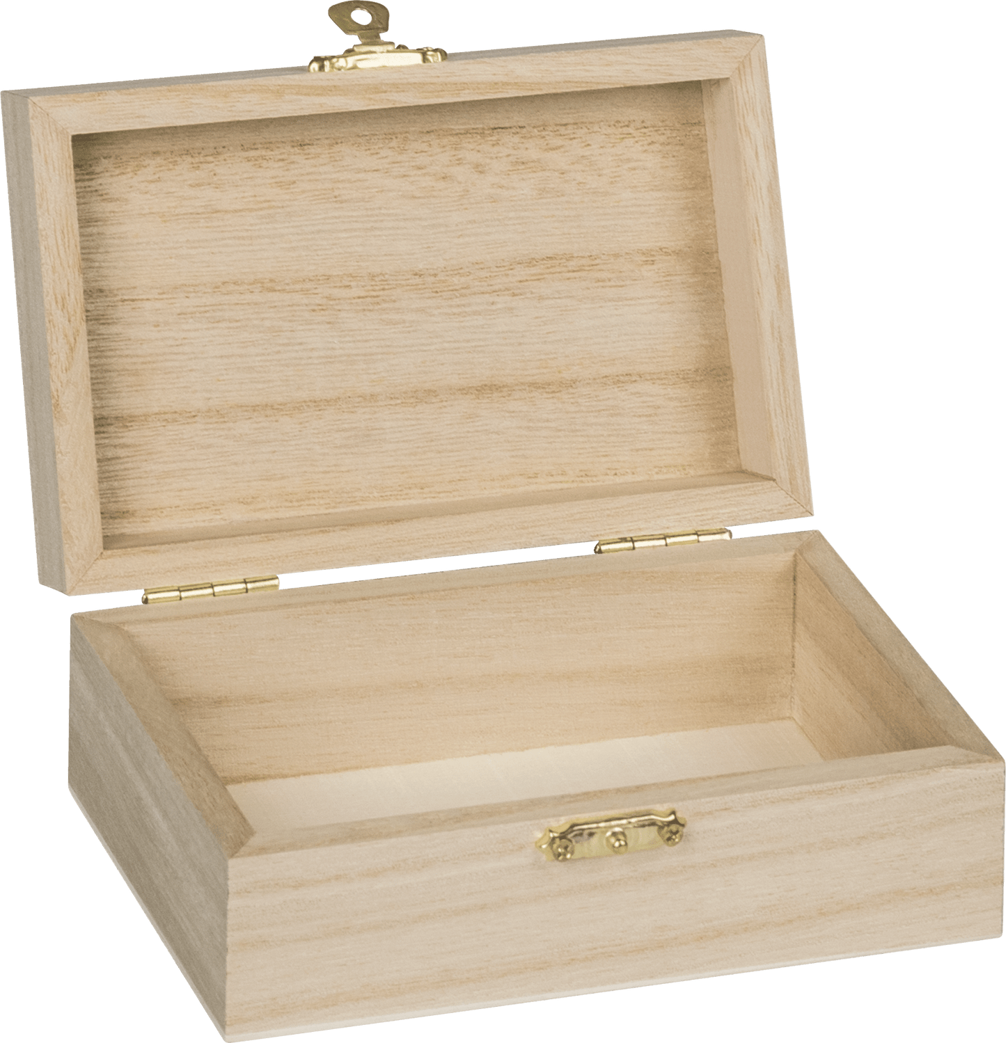 Natural Wooden Box Hinged Lid and Lock 9x14x5.5cm Single Compartment Craft Box