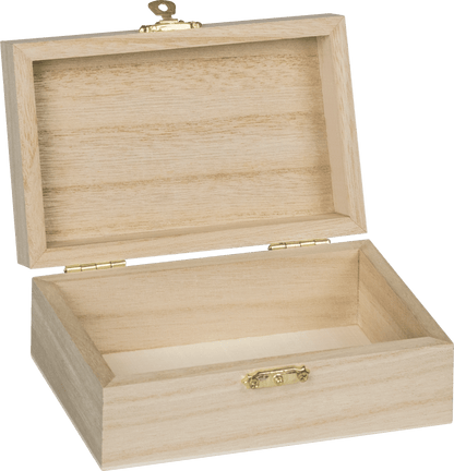Natural Wooden Box Hinged Lid and Lock 9x14x5.5cm Single Compartment Craft Box