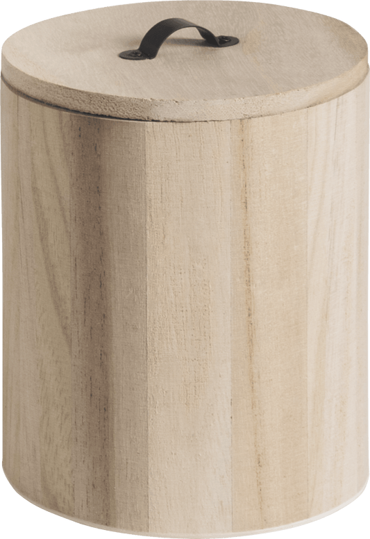 Natural Wooden Cylindrical Box 15cmx12cm Metal Handle Box Craft