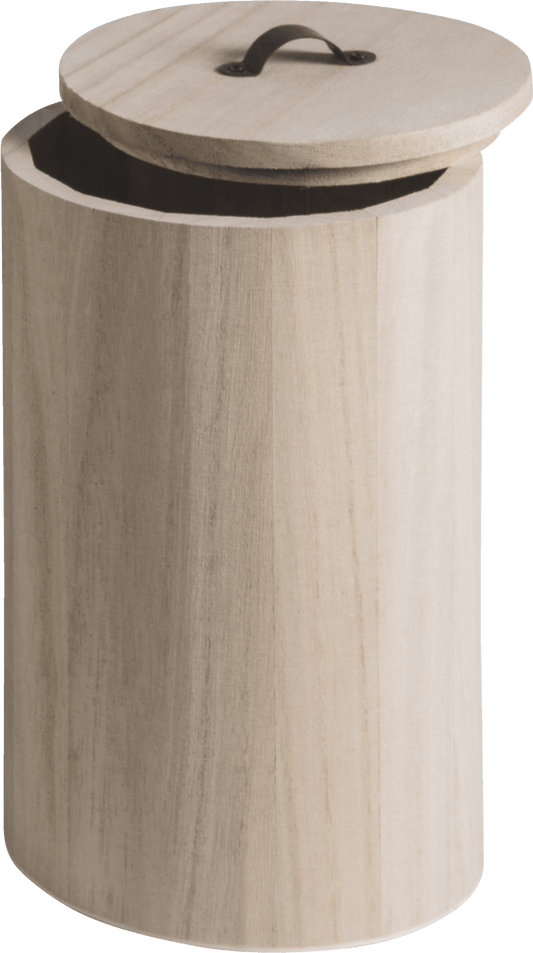 Natural Wooden Cylindrical Box 20cmx12cm Metal Handle Box Craft