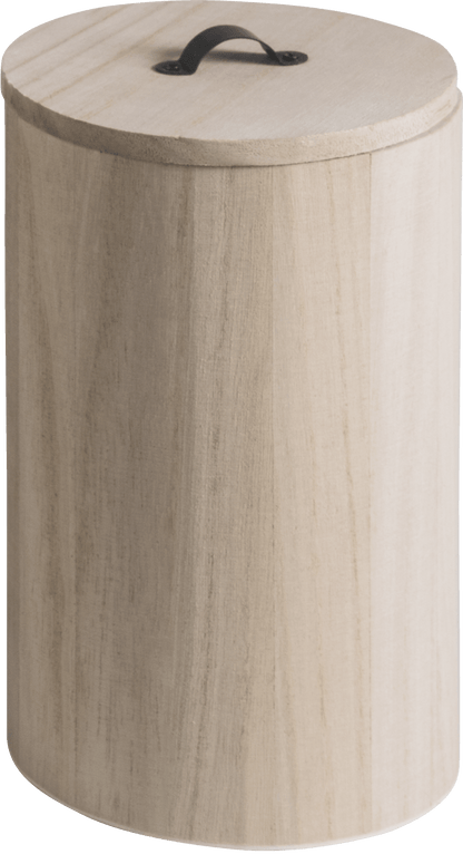 Natural Wooden Cylindrical Box 20cmx12cm Metal Handle Box Craft