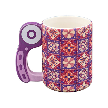 Novelty Rotary Cutter Mug - 400ml Ceramic - Gift for Quilters & Sewing Enthusiasts - Home - Crafts