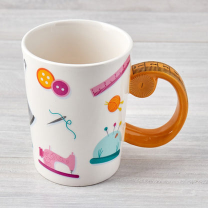 Novelty Tape Measure Mug - 400ml Ceramic - Gift for Sewing & Craft Lovers - Home - Crafts