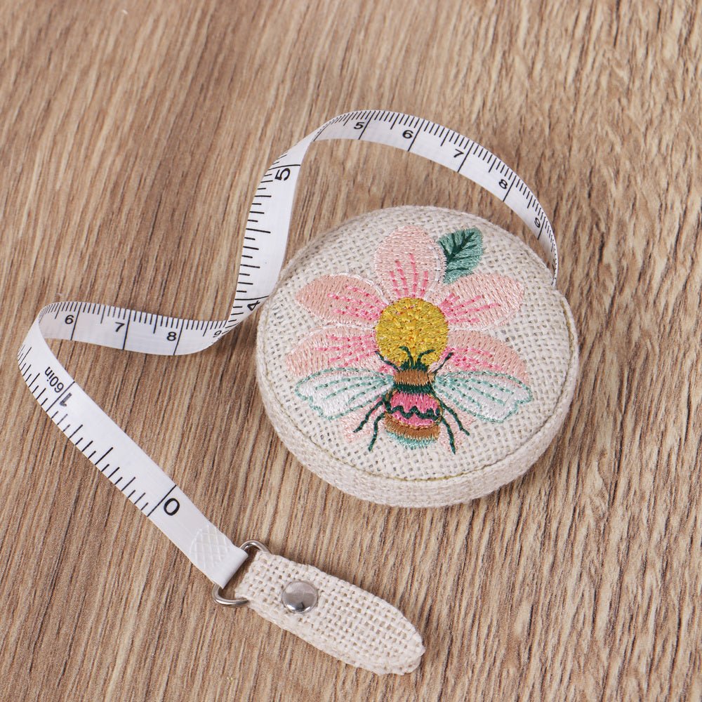 Patchwork Bee Tape Measure - Embroidered Floral Design 150cm/60" Measure - Home - Crafts