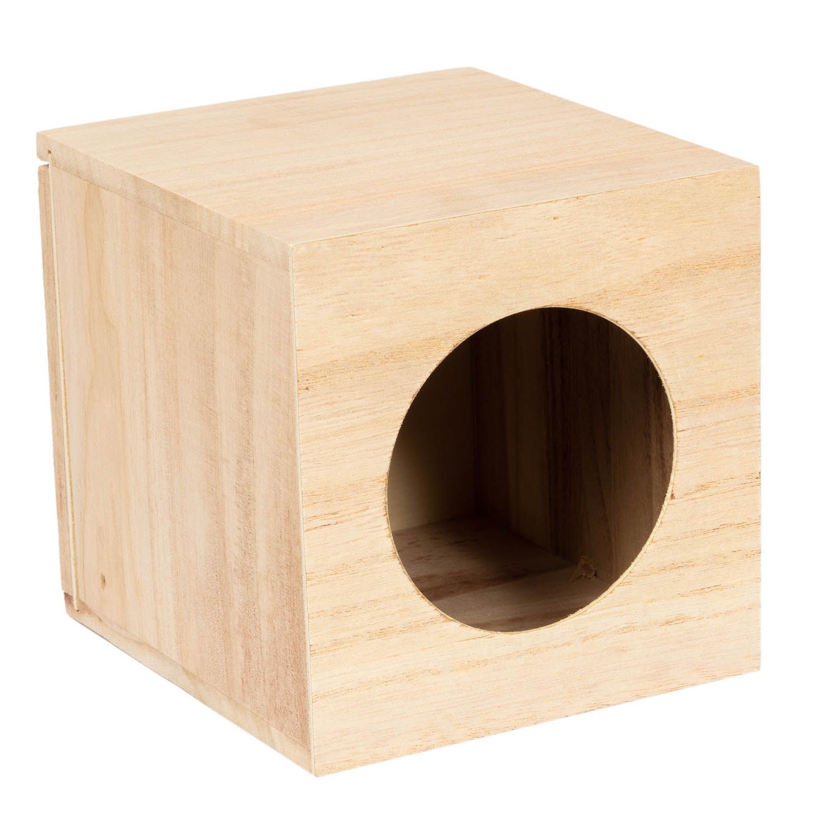 Plain Wooden Tissue Box Cube Square Cover 13cm x 13cm x 13.9cm - Home - Crafts