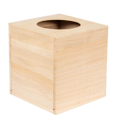 Plain Wooden Tissue Box Cube Square Cover 13cm x 13cm x 13.9cm - Home - Crafts