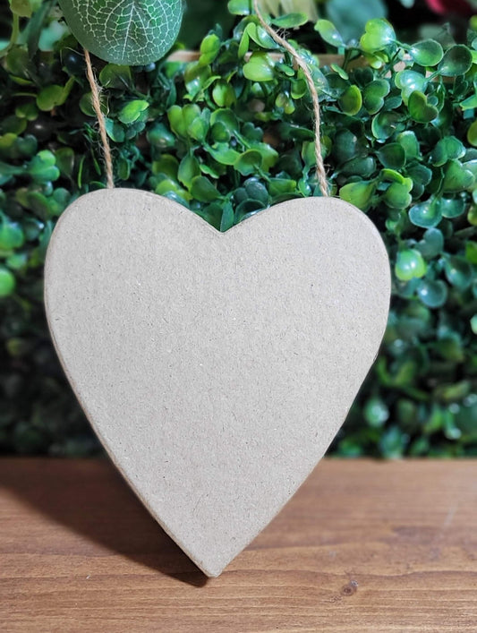 Plaque Sign Paper Mache Heart Hanging Decoration Paint Personalise 12.5 cm - Home - Crafts