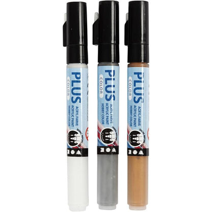 Plus Color Marker 14.5cm Line 1-2 mm Choose Colour 3 Packs 5.5ml Water Based - Home-Crafts