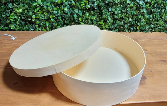Plywood Box Cream Round Paint Personalise 20 x 16 cm - Home - Crafts