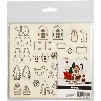 Plywood Christmas Self Assembly Figures With Foot 15.5cmx17.5cm Decoration Craft