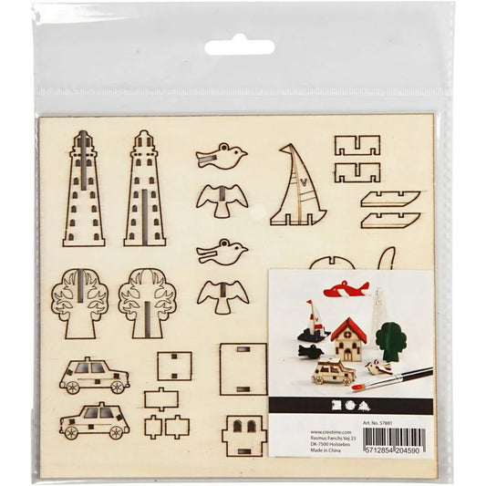 Plywood Everyday Self Assembly Figures With Foot 15.5cmx17.5cm Decoration Craft