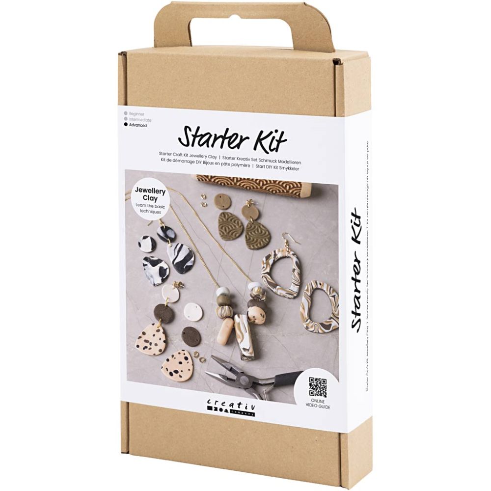 Polymer Clay Jewellery Starter Kit - Complete Set with Tools & Video Tutorials for Earrings & Necklace - Home - Crafts