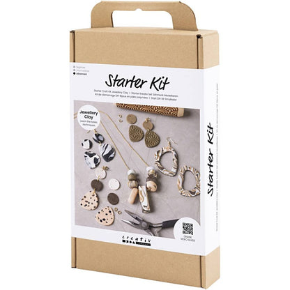 Polymer Clay Jewellery Starter Kit - Complete Set with Tools & Video Tutorials for Earrings & Necklace - Home - Crafts