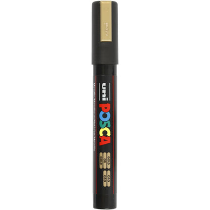 Posca Marker Gold Metallic Marker PC-5M 2.5mm Thick Card Making Pen Permanent - Home-Crafts