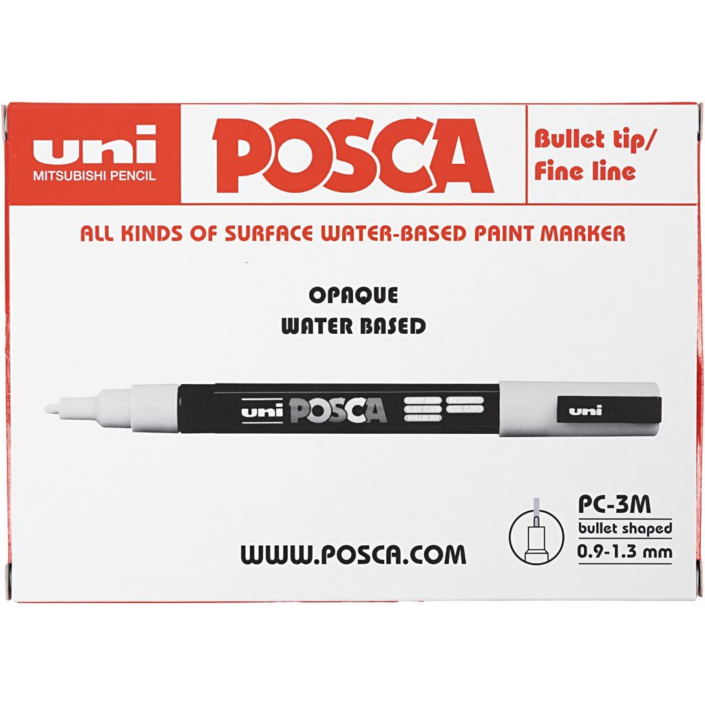 Posca Marker PC-3M Fine 12 Pack 0.9-1.3mm Assorted Colours Waterproof Paint Pen - Home-Crafts