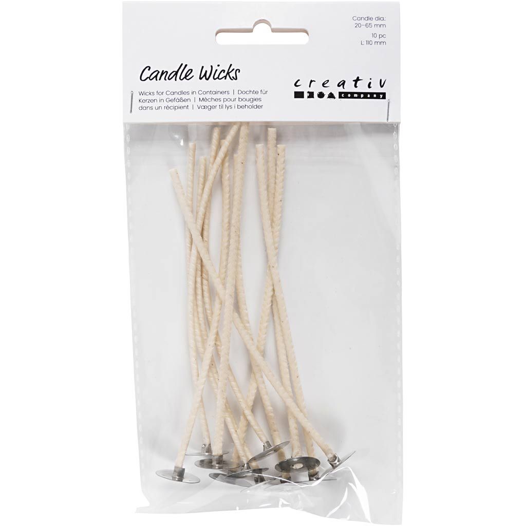 Pre-Waxed Cotton Candle Wicks with Metal Sustainers - For Gel Wax, Rapeseed & Paraffin Candle Making - Home-Crafts
