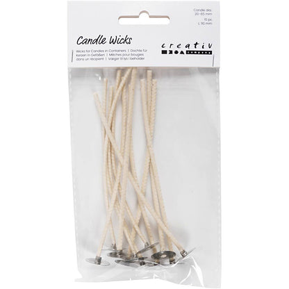Pre-Waxed Cotton Candle Wicks with Metal Sustainers - For Gel Wax, Rapeseed & Paraffin Candle Making - Home-Crafts