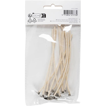 Pre-Waxed Cotton Candle Wicks with Metal Sustainers - For Gel Wax, Rapeseed & Paraffin Candle Making - Home-Crafts