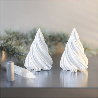 Resin Christmas Tree Casting Kit - Create 2 Glittery White Scandinavian Decorations - Home - Crafts