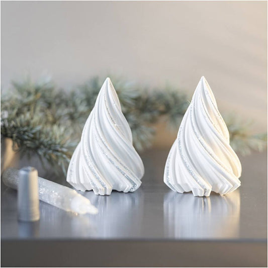 Resin Christmas Tree Casting Kit - Create 2 Glittery White Scandinavian Decorations - Home - Crafts