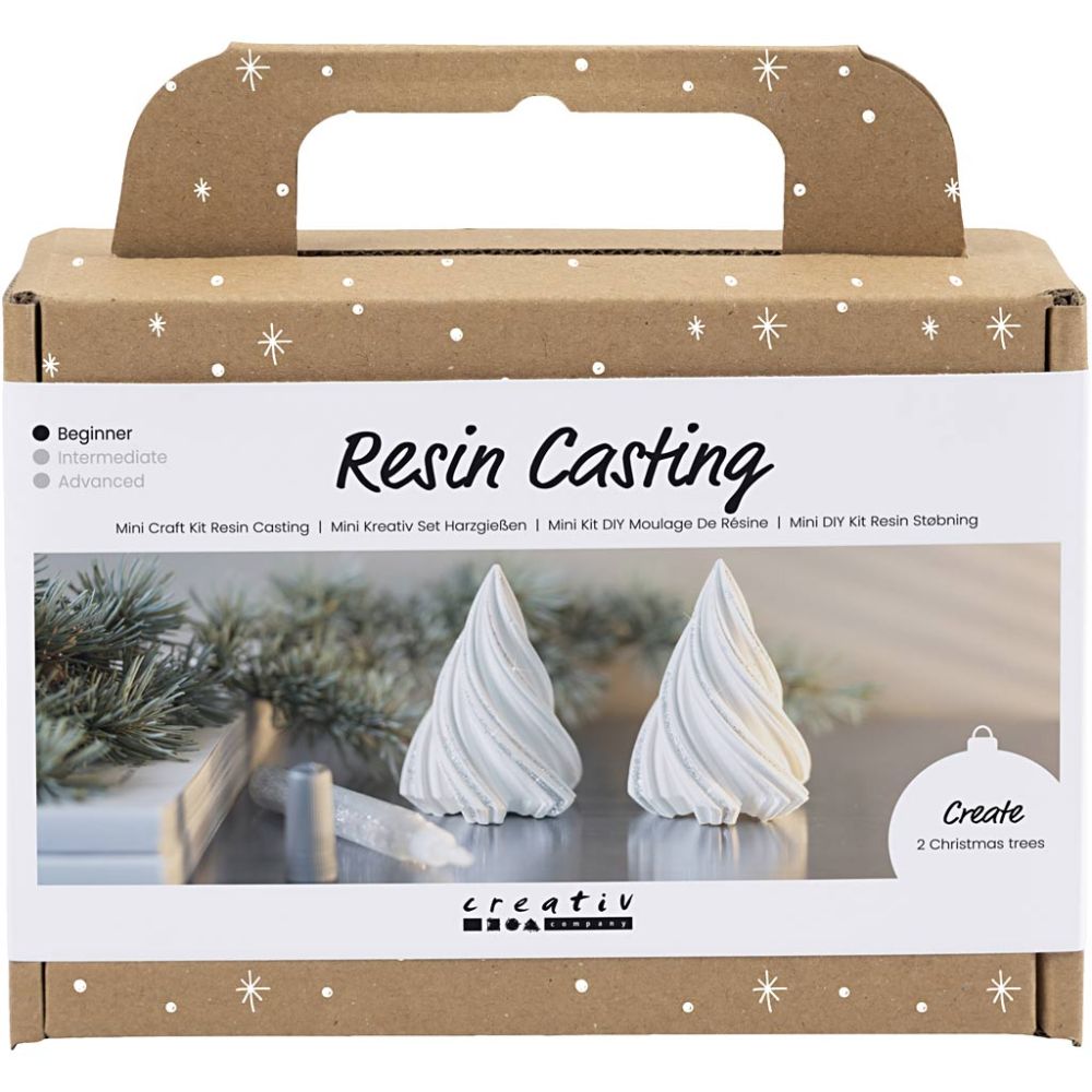 Resin Christmas Tree Casting Kit - Create 2 Glittery White Scandinavian Decorations - Home - Crafts