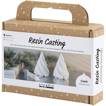 Resin Christmas Tree Casting Kit - Create 2 Glittery White Scandinavian Decorations - Home - Crafts