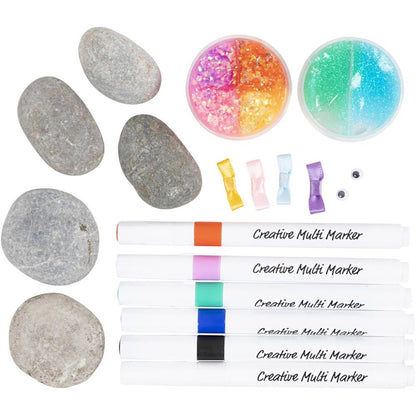 Rock Monster Craft Kit - Create Painted Stone Decorations with Googly Eyes & Glitter Clay - Home - Crafts