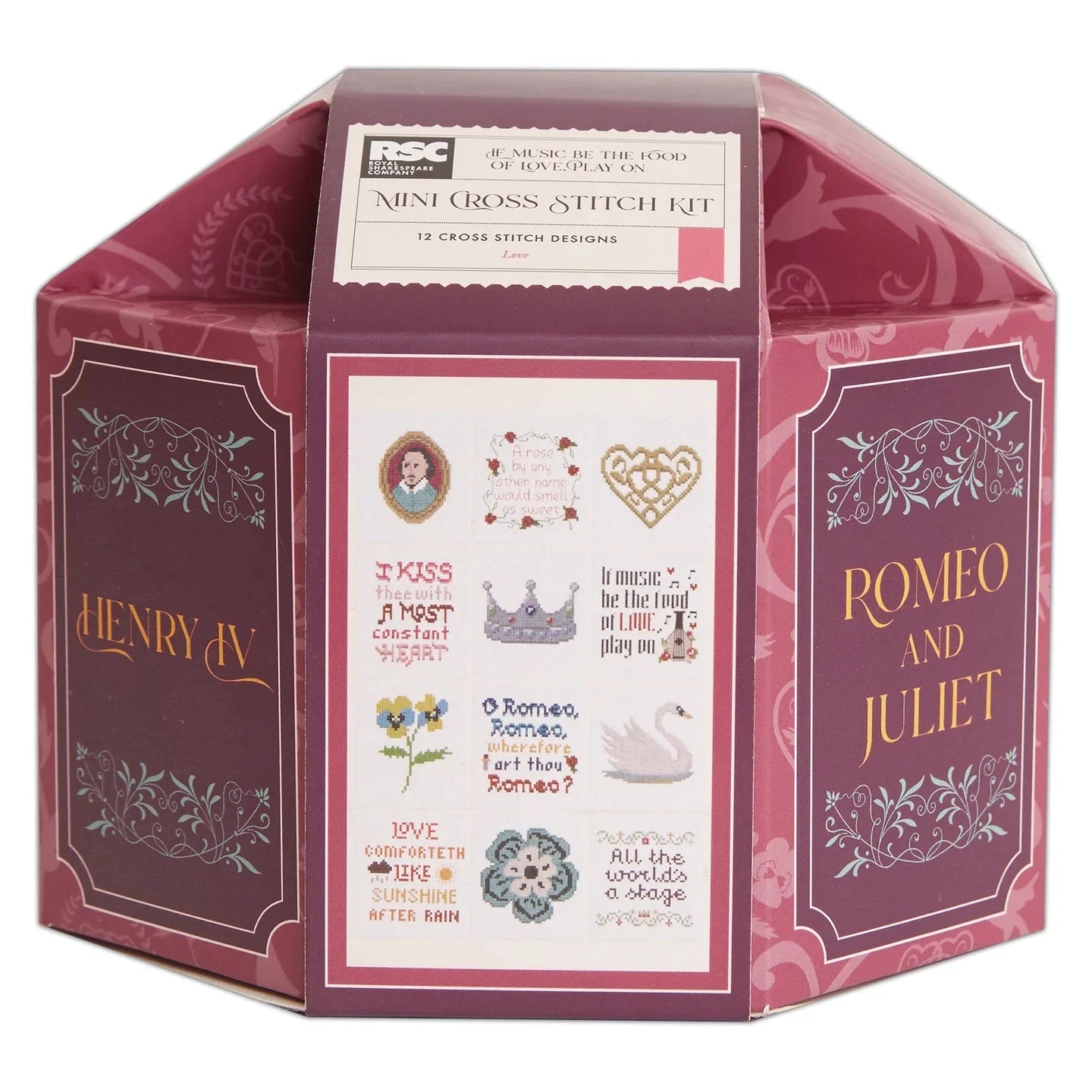 Romeo & Juliet Royal Shakespeare 12 Mini Cross Stitch Kits, Love, Aida Fabric, Embroidery Craft