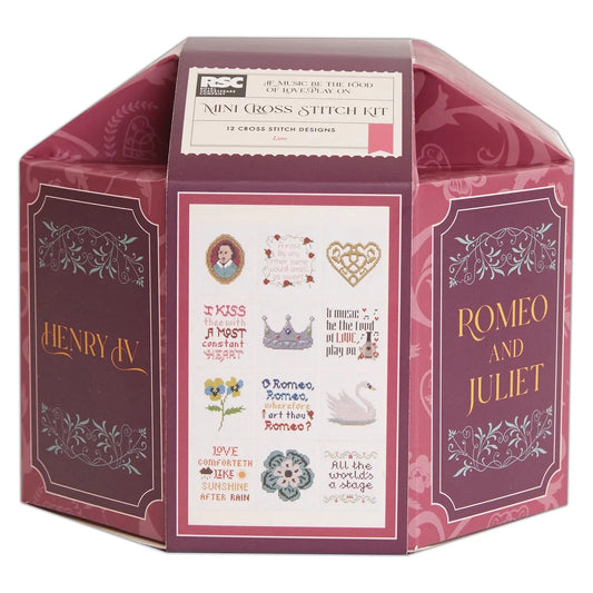 Romeo & Juliet Royal Shakespeare 12 Mini Cross Stitch Kits, Love, Aida Fabric, Embroidery Craft