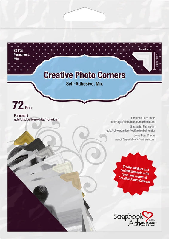 Creative Photo Corners Mix Pack Embossed Self-Adhesive Embellishment Decoration Craft
