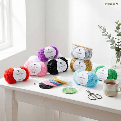 Scrubby Yarn 10x50g Assorted Colours 90m Knit Crochet Sponges 2-4mm - Home-Crafts