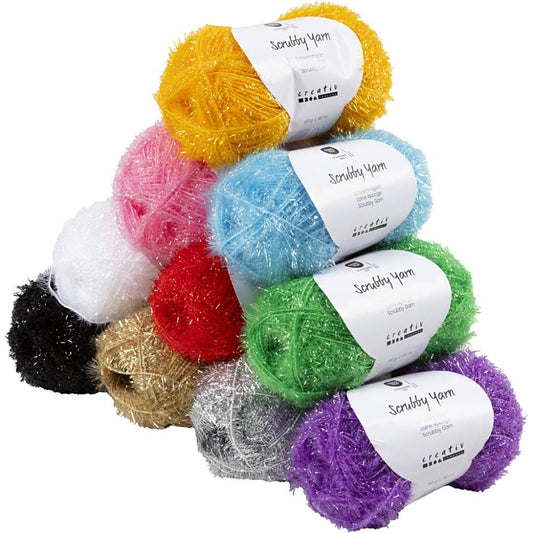 Scrubby Yarn 10x50g Assorted Colours 90m Knit Crochet Sponges 2-4mm - Home-Crafts