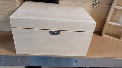 Seconds Grade C Wooden Box With Hinged Lid Treasure Memory Chests Storage Metal Clasps - Choose Size - Home - Crafts